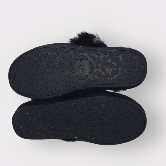 UGG Swarovski Crystal Slippers Aira Black Fur and Jewel Accent Size 7 - Picture 8 of 9